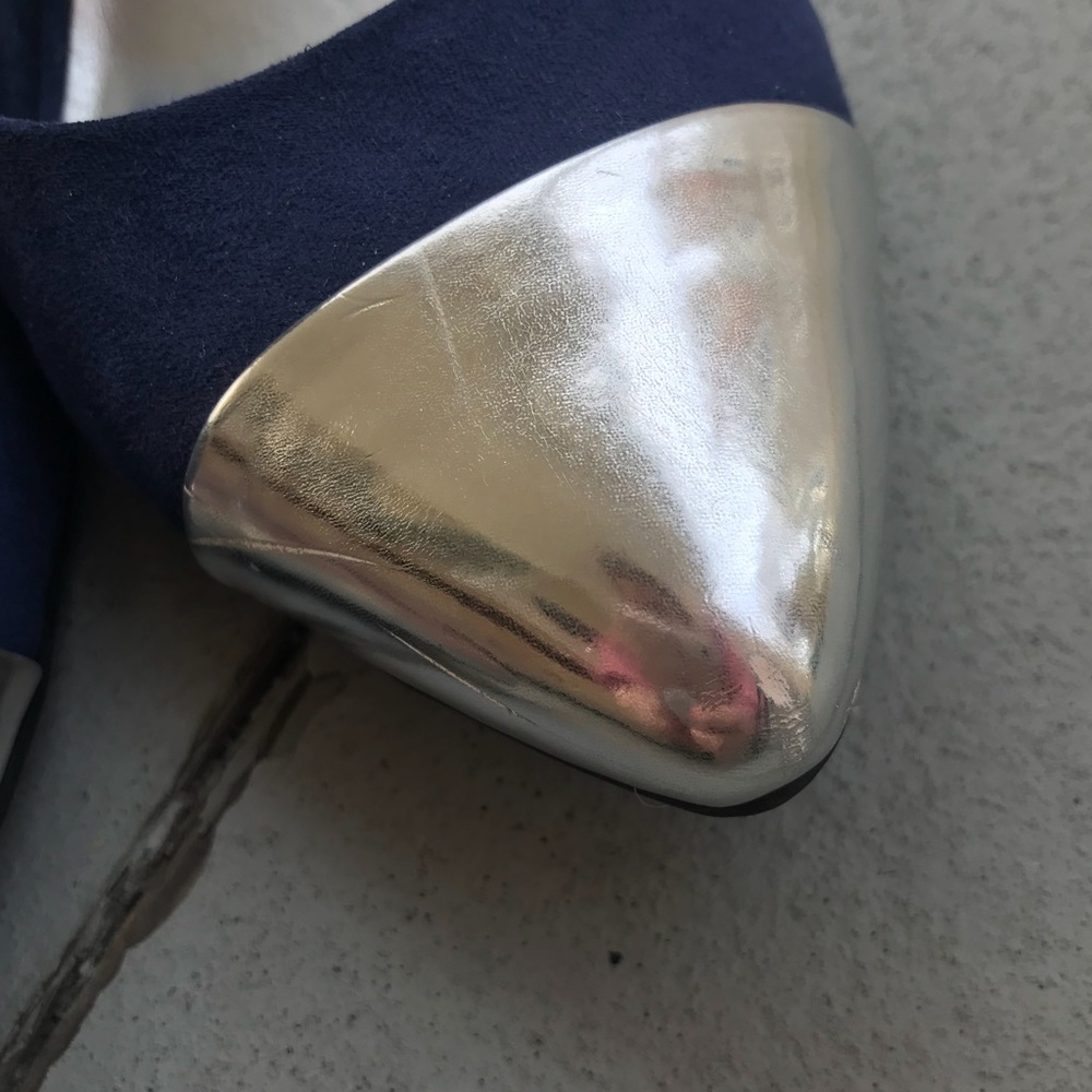 Navy Blue Faux Suede heels - Picture 5 of 5